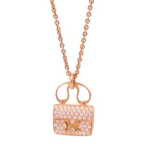 HERMÈS Collana con ciondolo HERMES Diamante Costanza in oro rosa 18 carati