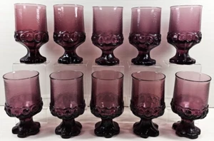 Set 10 calici acqua prugna francescani Madeira vintage calici in rilievo retrò lotto - Foto 1 di 24