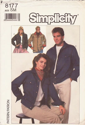 Simplicity 8177 ~ Miss, Men, Teen, Semi Loose Jeans Jacket ~ Size XL - Image 1 of 4