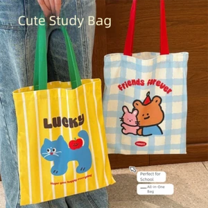 Kitten Print Shoulder Bag Cloth Material Cute Canvas Bag Girls Gift - Picture 1 of 14