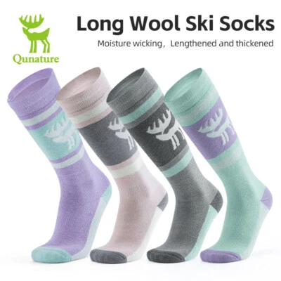 Qunature Ski Socks 5 Packs Merino Wool Over The Calf Non-Slip Cuff for Men&Women - Image 1 of 4
