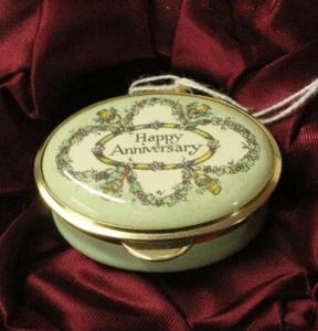 Staffordshire Enamelled Trinket Box 'Happy Anniversary' New in Box. - Picture 1 of 3