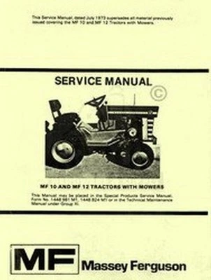 Massey Ferguson MF-10 MF-12 MF10 MF12 Tractor Shop Service Repair Manual