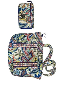 Vera Bradley Marina Paisley Multicolor Quilted Bag W/ Wallet - Picture 1 of 6