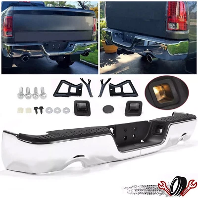 For 09-2018 Dodge Ram 1500 Chrome Rear Step Bumper W/O Sensor W/ Dual Exhaust Foto 1 de 4