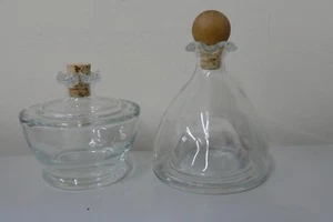 Vintage decorative Italian oil/vinaigrette glass bottles with corks Mod Dep (MO) - Picture 1 of 6