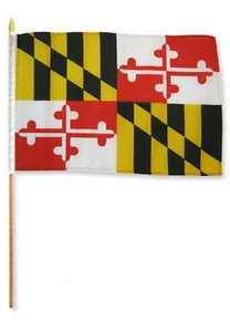12x18 12"x18" State of Maryland Stick Flag wood Staff - Picture 1 of 1