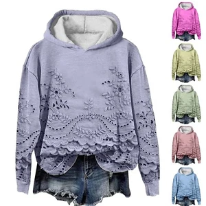 Women's Fashionable Casual Long Sleeved Hooded Printed Sweatshirt, Loose Long - Picture 1 of 30
