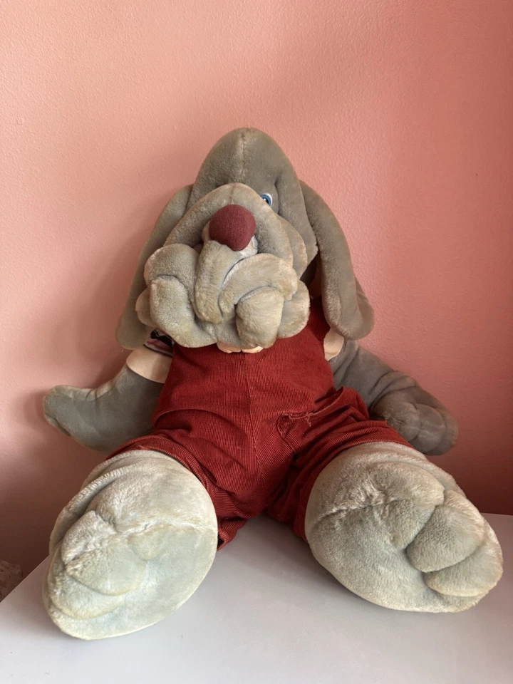 DE COLECCIÓN 1981 Ganz Bros Peluche Arrugas Perro Mano Marioneta Gris 15” Marrón Pana! Foto 1 de 4