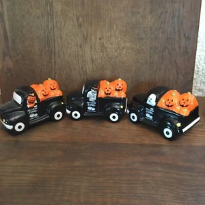Mr. Halloween LED Lighted Skeleton Ghost Pumpkin Set Of 3 Ceramic Holiday - Picture 1 of 15