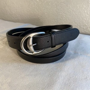 Chaps Damen M 33-37" schwarz 2 Riemen Gürtel Kiesel Leder Mode Akzent - Bild 1 von 11