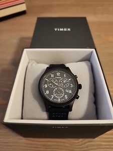 Timex Expedition Men Chrono Dark Navy Dial, Navy Canvas Strap Watch. 42mm, Rare. - Picture 1 of 10