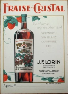 Erdbeere französische 1910 Farblitho Likör Werbekarte "Fraise-Cristal" - Bild 1 von 1