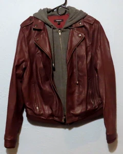 READ Torrid Damen Größe 0 Kunstleder Strick Kapuze Motorradjacke - Bild 1 von 14