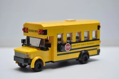 School Bus Yellow American Custom Model compatible Built with Real LEGO® Bricks - Image 1 of 3