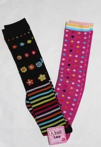 K.Bell Too 2 Pair Polka Dot Flower Girl's Fashion Long Socks Size 9-11 - Picture 1 of 2