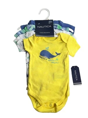 Paquete de 4 body de bebé Nautica 0-3 meses informal todos los días para jugar cómodo nuevo con etiquetas Foto 1 de 4