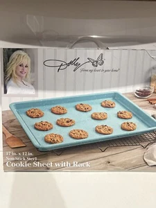 Dolly Parton Cookie Sheet w/ Rack 17"x12" Non-Stick Steel Aqua Speckled NIB - Picture 1 of 4