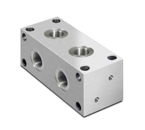 Hydraulischer L Typ Aluminium Verteiler, 2 Stationen, 3/8" BSP Einlass, 3/8" BSP Service - Bild 1 von 1
