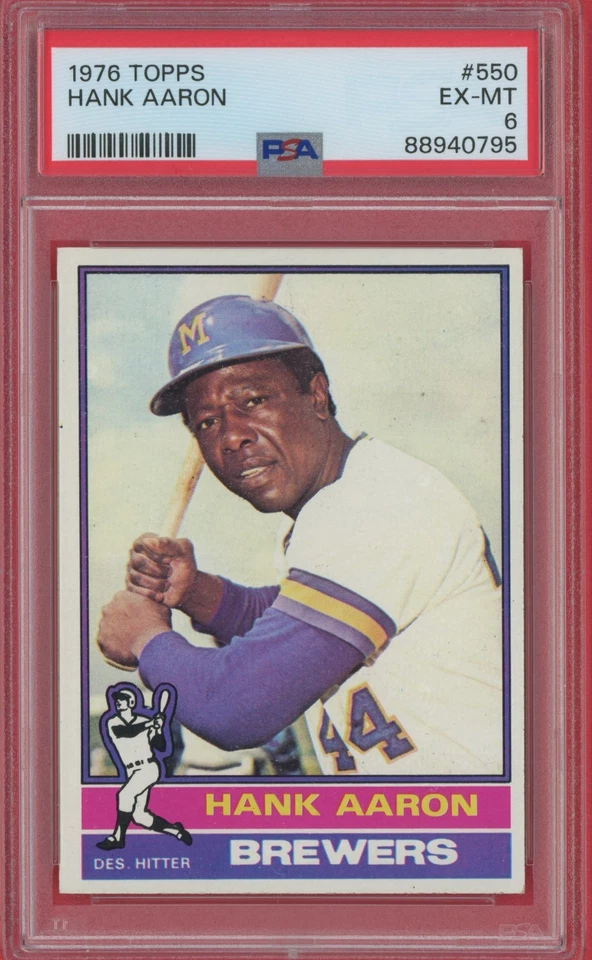 1976 Topps - Hank Aaron #550 recientemente graduado Foto 1 de 2