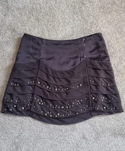 Womens Karen Millen 100% Silk Brown/Black Studded Mini Skirt - Picture 1 of 9