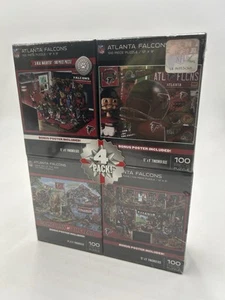 NFL Atlanta Falcons 4 Pack 100 Piece Puzzles with Posters NEW Sealed Licensed - Picture 1 of 12