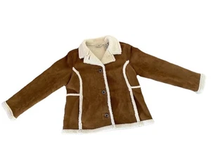 LL Bean Jacket Womens Size Medium Petite Brown with Faux Fur - Picture 1 of 6