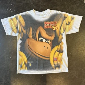 Vintage Nintendo 64 “Donkey Kong 64” All Over Print Promo T-Shirt - Picture 1 of 3