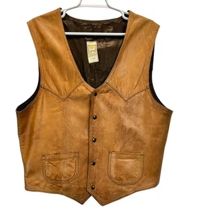 Vintage Sherwin Sheyenne Leather Vest Snap Front Western XL - Imagen 1 de 8