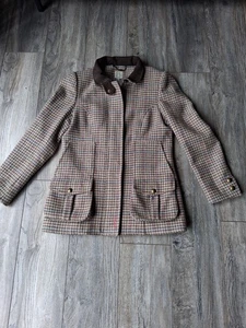 Abrigo de campo de lana para mujer Joules talla 12 beige y rosas en muy buena condición - Imagen 1 de 7