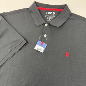 Izod Poloshirt Herren Large schwarz Advantage Performance Stretch Golf Freizeit Oberteil - Bild 1 von 9