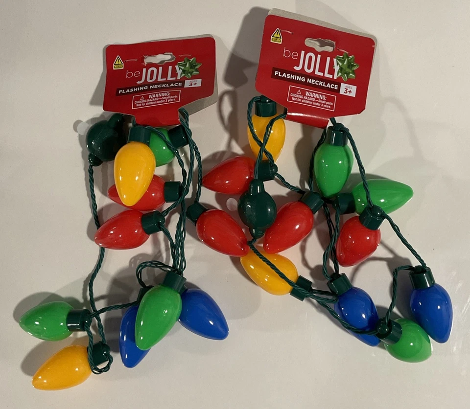 Paquete de 2 collar de luces navideñas intermitentes iluminadas Jumbo Be Jolly de voz festiva Foto 1 de 3