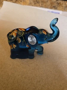 FENTON Lenox exklusive türkis Elefant Glasfigur gestempelt, signiert bemalt - Bild 1 von 10