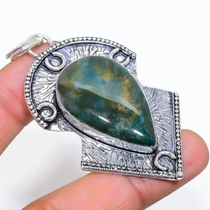Handmade 925 Sterling Silver Blood Stone Pendant 2.68" - Picture 1 of 5