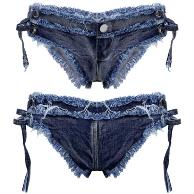 Women Denim Shorts Low Rise Hot Pants Sexy Mini Short Jeans Raves Party Clubwear - Image 1 of 2