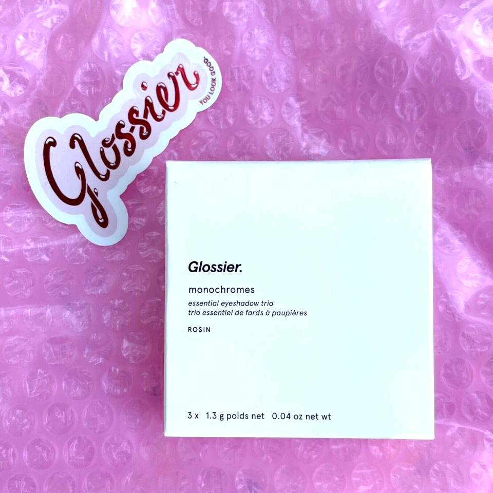  Glossier ROSIN Monochromes Eyeshadow Trio BOX RARE Sticker