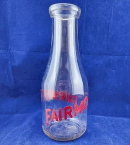 Botella de leche Fairmont Dairy vintage de cuarto de galón de vidrio pequeña - Imagen 1 de 1