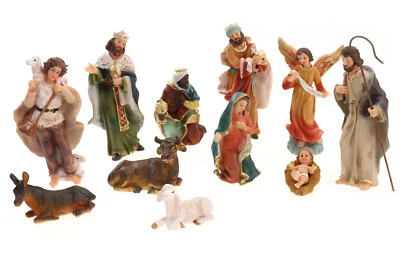 Krippenfiguren Set 11teilig Weihnachtskrippe Figuren Plastikbox H.: bis 10cm - Bild 1 von 4