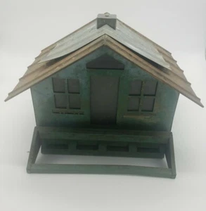 Raro antico grande mangiatoia per uccelli in metallo a prova di scoiattolo 10x11x11 - Foto 1 di 10