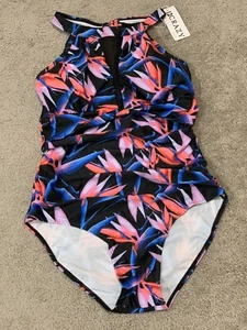I2CRAZY One Piece Swimsuit Women’s Size M Mesh Racerback Tummy Control Floral - Picture 1 of 16