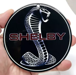 Shelby Cobra Snake Black Round – GARAGE ART METAL SIGN - 4" Magnet - Picture 1 of 5
