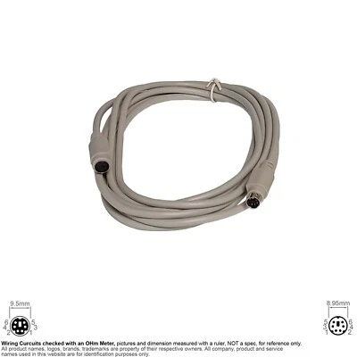 Cable PS2 Keyboard Mouse Extension Mini DIN 6-Pin Female Male 10FT #220882A - Image 1 of 2