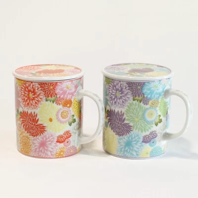 2 tazas de té florales Anthropologie taza tapa flor hechas en Japón raras Foto 1 de 4