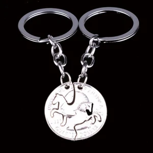 HORSE 2 PIECE BFF SILVER KEYRING NEW GIFT FAST N FREE POST - Picture 1 of 2