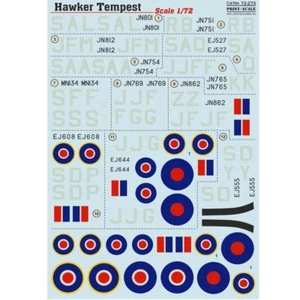 Print Scale 72-273 Decal for airplane 1:72 Hawker Tempest Waterslide decals - Picture 1 of 24
