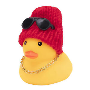CRUISING RUBBER DUCK w COWBOY HAT NECKLACE & SUNGLASSES COOL DUDE CAR DASHBOARD