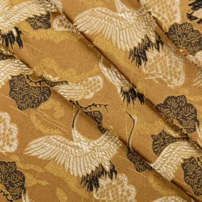 1M Japanese Crane Fabric Kimono Brocade Silky Satin Embroidery DIY Quilting Trim - Image 1 of 4