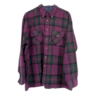 Camisa De Colección Años 80 Winterweights Van Heusen Cuadros Púrpura Manga Larga Para Hombres XL Foto 1 de 4