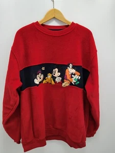 Disney Store Sweatshirt Mens L Mickey Minnie Embroidered Thick Vintage Fleece - Picture 1 of 9