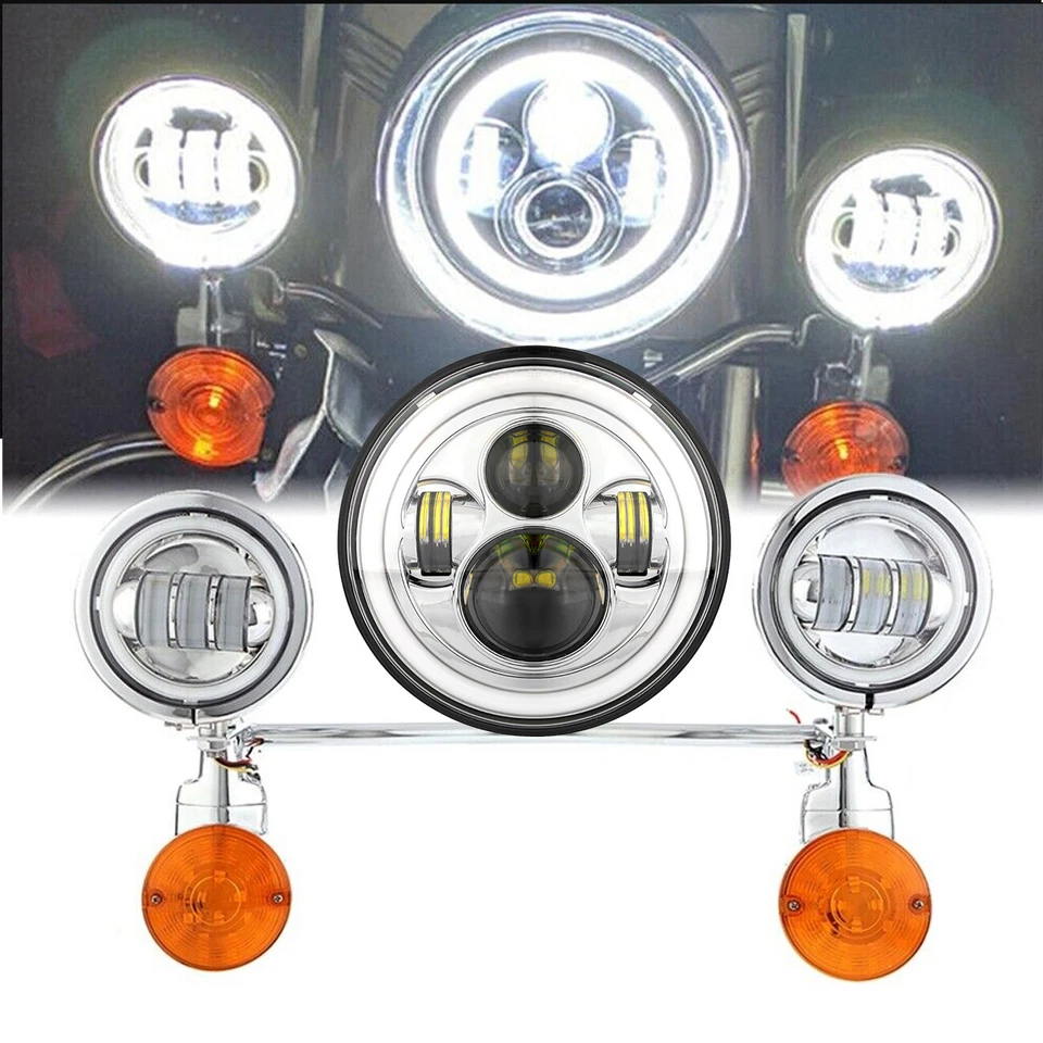 Faro LED 7" + Barra de luces de paso antiniebla para Honda Shadow Aero Ace Phantom VLX Foto 1 de 4